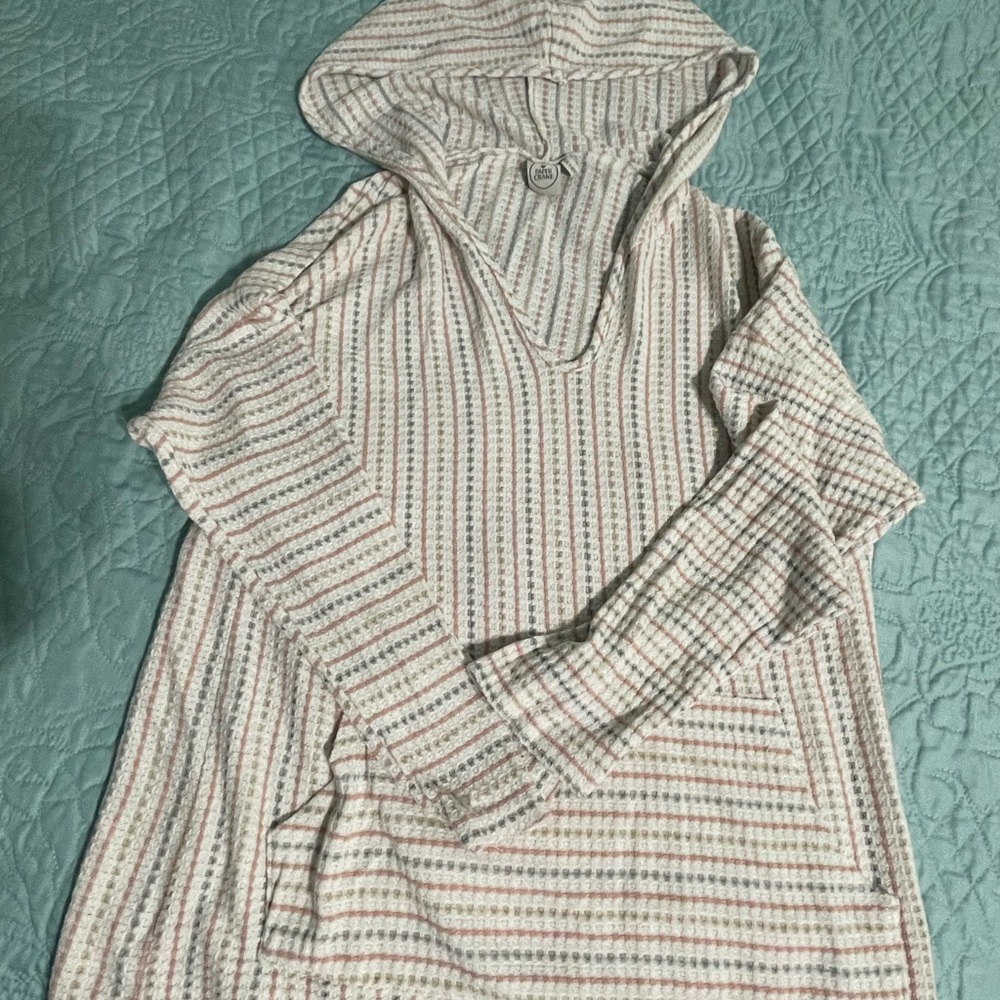 Paper Crane Textured Knit with Red and Beige Stripes